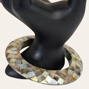 V. Mother of Pearl Mosaic Bangle Bracelet